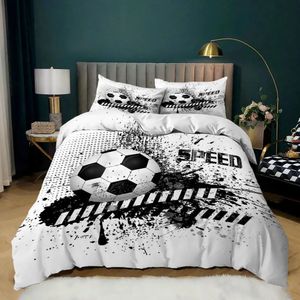 Ensembles de literie Cool Football Football 3D ensemble housse de couette taies d'oreiller couette linge de lit décor de chambre pour garçons cadeau Twin Queen King Size 231009