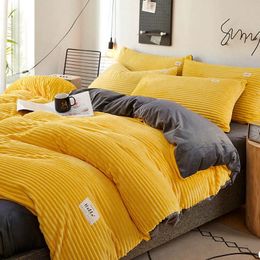 Conjuntos de ropa de cama Funda de edredón de terciopelo coral Fundas nórdicas gruesas Juego de cama de color sólido Mantenga una manta cálida para la cama Ropa de cama suave Funda de cama nórdica 231211