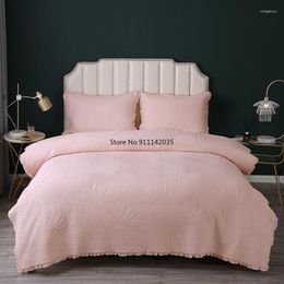 Ensembles de literie couvre-lit en coton sur le lit uni broderie couette housse de couette King Set Super taille