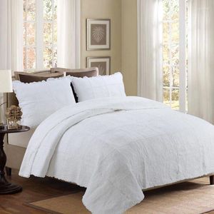 Ensemble de literie Cotton El Quilt Ensemble de couette garniture Couverture de couette blanche Double monte-lit matelassé