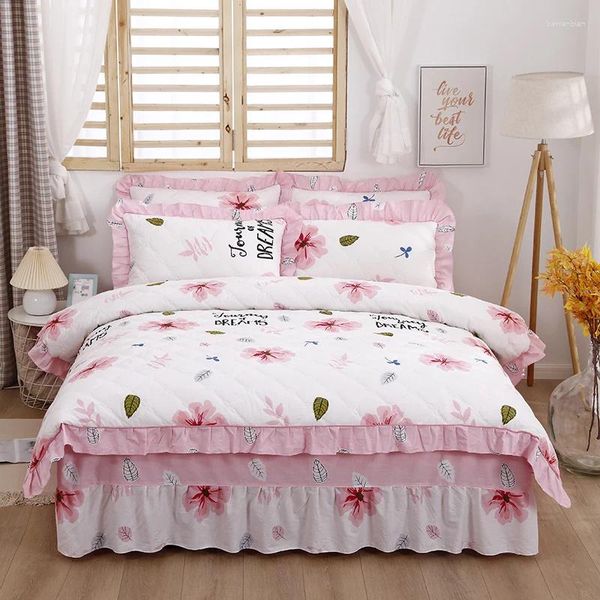 Juegos de ropa de cama Falda de cama de algodón Falda de cama Capeta de set de núcleos Cubierta de lino