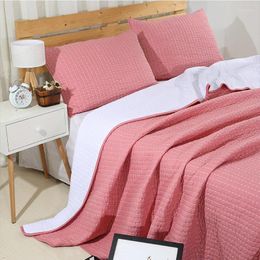 Beddengoed sets katoen handgemaakt roze roze geknipte beddeksel bedklep quilt set set laken 3 pc's geruite luxe beddenverspreiding comfortabele dekenkits