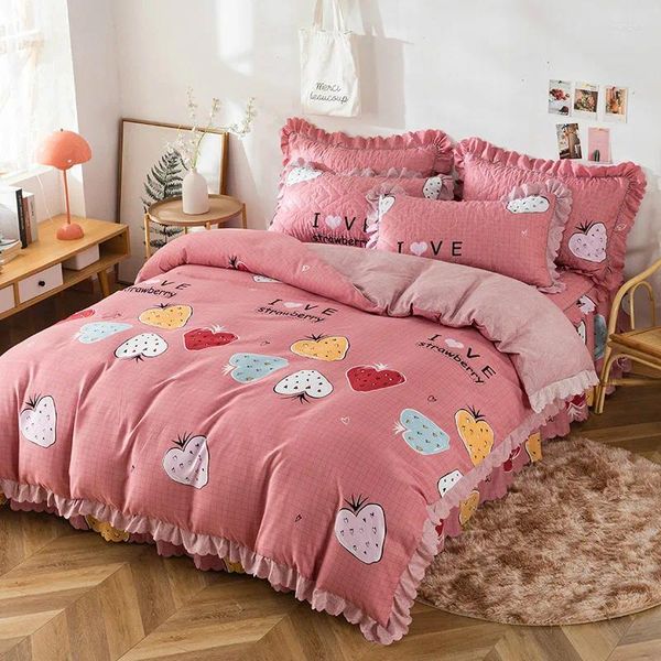 Juegos de ropa de cama Faleta de cama espesada de algodón colchón de cuatro piezas colchado edredón edredón colchoneta