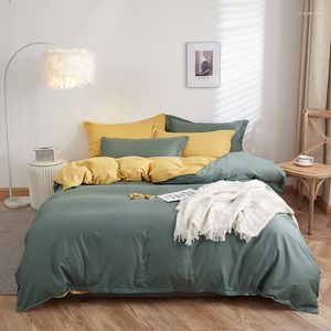 Beddengoedsets Katoenen dekbedovertreklaken Nauwsluitende matrasbeschermer Zacht en comfortabel Vierdelige set in effen kleur
