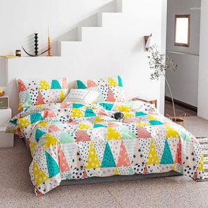 Ensembles de literie Couvrette en coton avec feuille de lit 3/4 PCS Bohemian Style Ensemble de couleurs vives Feuilles ajustées pour adulte