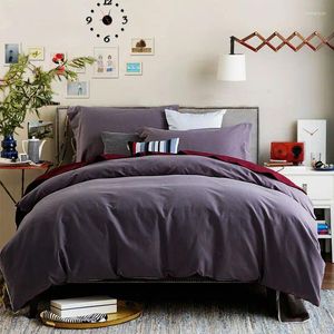 Ensembles de literie Pandre de coton épaississant le linge de lit d'impression réactive avec couvre-couvercle de couverture d'oreiller de mode brève feuille de feuille solide 4 pcs