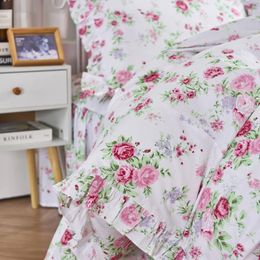 Ensembles de literie Ensemble de coton princesse avertisseur couette couverture de vent de lave-lits d'oreiller tai-oreiller botanical imprimé lit mit à propagation kit hm-28f