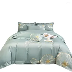 Conjuntos de ropa de cama Conjunto de algodón con sábana ajustada Grapa larga Alta calidad Suave y cómoda Cama ecológica de 4 piezas