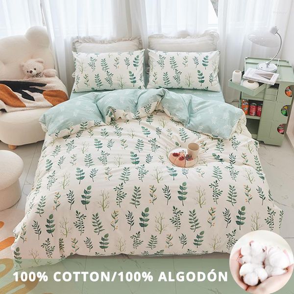 Juegos de cama de algodón Simple pequeño juego fresco funda de cama nórdica 150 133x72 tela absorbente de humedad transpirable agradable a la piel