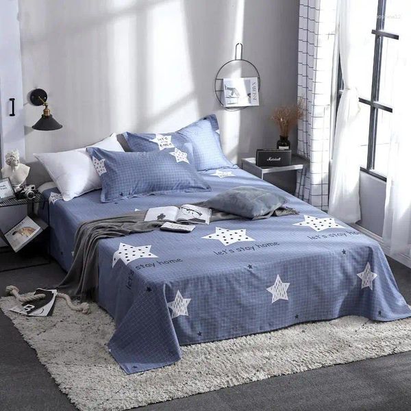 Juegos de cama de cama de algodón de algodón simple estrellas de cama de cama de estilo sólido Puntos planos de colchón de colchón de almohada para el hogar el textil