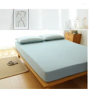 Ensembles de literie Drap-housse en tissu jersey teint en fil de coton avec élastique autour du matelas Protège le coin droit plat super doux