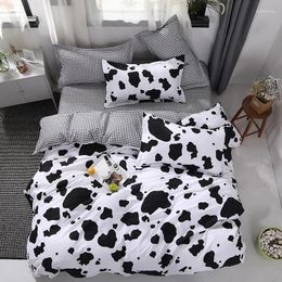 Ensemble de literie vache noire blanche Grille à imprimé couvre-lit d'enfant pour enfants garçon de couette pour adultes draps enfants et taies d'oreiller couette