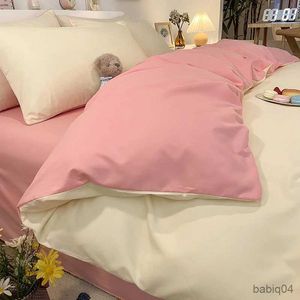 Beddengoedsets in crèmestijl roze geel beddengoedset Twin Queen Kingsize beddengoed meisjes volwassenen 180x220cm bedlaken hoes Kawaii