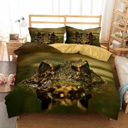 Ensembles De literie Housse De couette Crocodile 2 personnes imprimé tortues dauphins ensemble King Size linge De lit 3d fibre De bambou Ropa De Cama 240x220