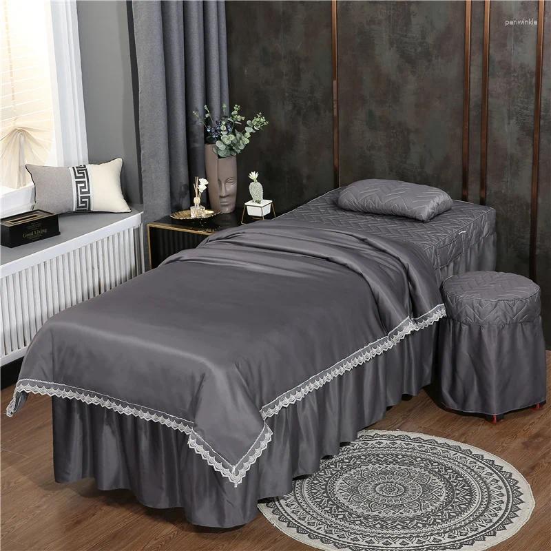 Sängkläder sätter anpassad storlek 4-6 st Solid Color Beauty Salon Set Easy Bed Kjol Massage Spa Paudowcase Sheet Quilt Däcke Cover #s
