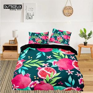 Ensembles de literie Mignon Chic Ensemble de fruits pour enfants Filles Garçons Chambre Décor Tropical Ananas Cerise Grenade Imprimer Housse de couette Taies d'oreiller