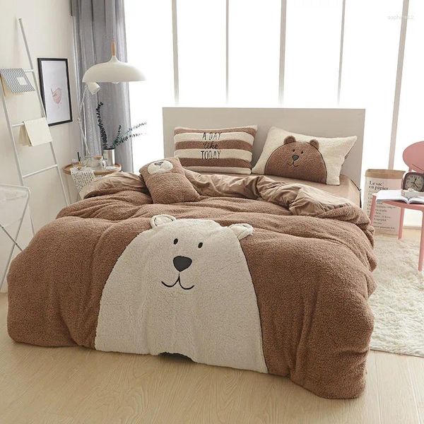 Sets de ropa de cama Lindo perrito Bed Linen Diseñador Invierno Costilla cálida Conjunto de colchas Housse de Couette