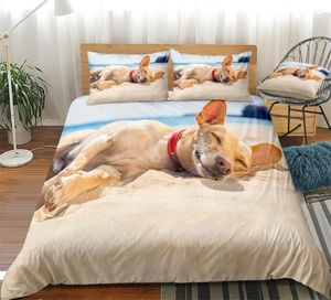 Juegos de ropa de cama lindo perro funda nórdica conjunto niños cachorro playa hogar textil dibujos animados Animal edredón niños Drop Ship