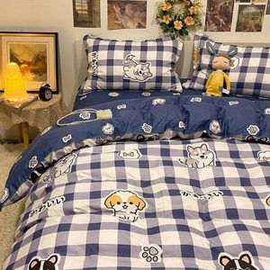 Ensembles de literie mignon chien ensemble pour enfants draps plats enfants linge de lit couette housse de couette taie d'oreiller Kawaii garçons fille literie