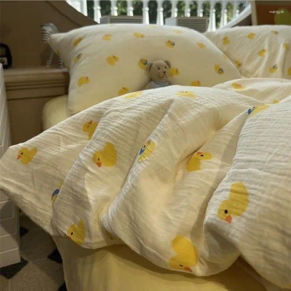 Sets de ropa de cama Lindo juego de patos para niños Cubierta de déco de algodón suave de algodón soltero de tamaño completo con sábana