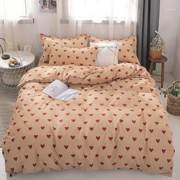 Conjuntos de ropa de cama Lindo patrón encantador Conjunto de funda nórdica Hoja de cama Funda de almohada Ropa de cama 3-4pcs / Set Textiles para el hogar1
