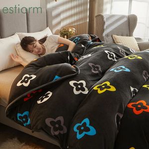 Juegos de ropa de cama Funda nórdica de plumón de franela cálida y bonita para niñas y niños con dibujos animados 150 180 200 funda nórdica de terciopelo de invierno para cama de tamaño completo 231130