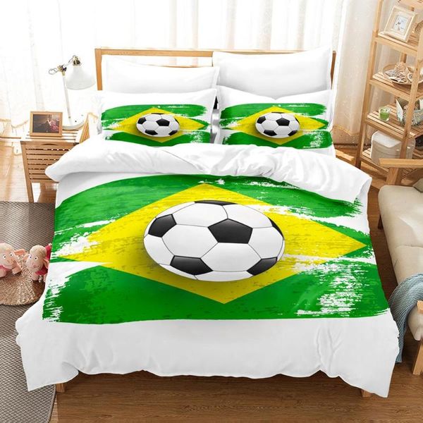 Conjuntos de ropa de cama Dekbedovertrek 210x210, funda nórdica con estampado de fútbol para adolescentes, funda de almohada de 2 uds., juego súper cómodo de tamaño doble individual