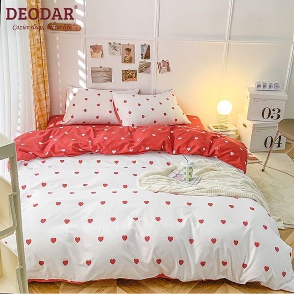 Juegos de cama Deodar 4pcs Juego de cama Juego de funda nórdica de tela de alta calidad para dormitorio Individual Doble Queen / King Size Edredón 200x230cm 230506