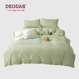 Juegos de cama DEODAR 4PCS Juego de colores sólidos nórdicos Queen / King Size Edredón Funda nórdica y funda de almohada Amigable con la piel para todas las estaciones 230222