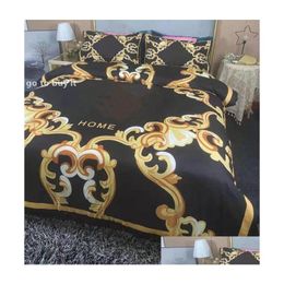 Ensembles de literie Designer 4pcs Coton tissé Queen Taille Style européen Quilt Er Taies d'oreiller Drap de lit Couette Couette Ers 13 Drop Delive DHF1E