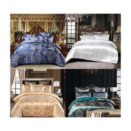 Beddengoed sets Designer bed Comforters Luxe 3 stcs thuisset Jacquard dekbedbedden blad Twin Single Queen King Size bedden 473 V2 Dr Dhgrn