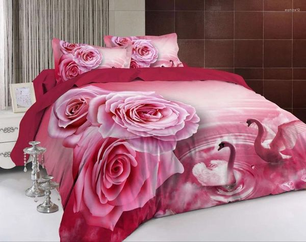 Juegos de ropa de cama conjuntos de cubierta de cama doble de lujo Moda decorativa decorativa de estilo moderno Rose Jacquard Shead de almohada de sábana