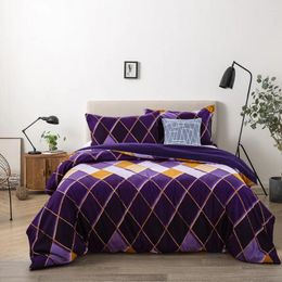 Conjuntos de ropa de cama dobles set de patrón geométrico de la cama de patrón púrpura de gran tamaño dekbedovertrek 240x220 décimo de dormitorio moderno 3pcs