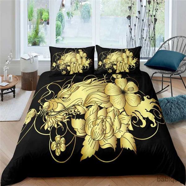 Ensembles de literie Dragon housse de couette roi reine japonais ensemble de literie exotique ancien mythique Animal housse de couette 2/3 pièces Polyester housse de couette