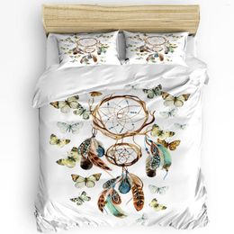 Ensembles de literie attrape-rêves plume papillon blanc 3 pièces ensemble pour chambre lit Double maison Textile housse de couette couette taie d'oreiller