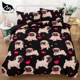 Beddengoed sets droom ns 2/3 stcs set polyester cartoon schattige zwarte hond huis kinderen kussensloop dekbedovertrek eu/au/us bed