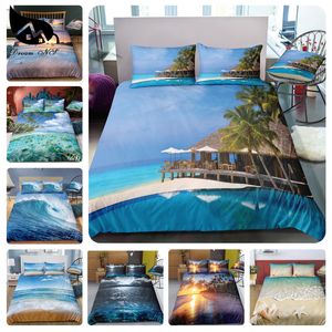 Juegos de cama Dream NS Modern Nature Set Impresión digital 3D Beach Coconut Grove Dormitorio de verano Funda de edredón Funda de almohada Kit 230802