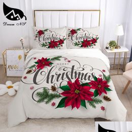 Conjuntos de ropa de cama Dream NS Red Christmas Set Queen Textiles para el hogar Ropa de cama Santa Edredón Er Juego de Cama 201127 Drop Delivery Garden Suppl Dhaxr