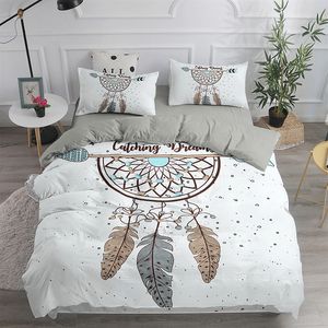 Beddengoed sets Dreamcatcher Wit Dekbedovertrek Microfiber Bohemian Print King Beddengoed Set Voor Meisjes Volwassenen Zacht Dekbedovertrek met kussensloop 230606