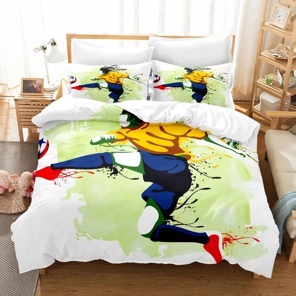 Conjuntos de ropa de cama Drop SINGLE Solo 1 funda de almohada para niños Juego de funda nórdica para niños Regalo de fútbol Niños y adolescentes