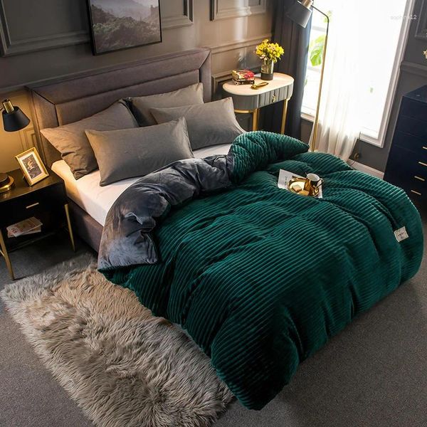 Conjuntos de ropa de cama de doble uso cubierta década de terciopelo manta de cama de sofá edredón de doble cara espesa calienta suave transpirable edredón