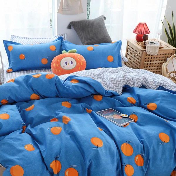 Juegos de ropa de cama Conjunto de cubierta nórdica linda cama para cama de color melocotón