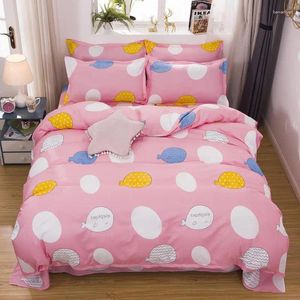 Ensembles de literie set de couette coquette pastorale Style Home Lite-lits de printemps Summer mignon fille rose gamin à plaid lin lin baleine 4pcs