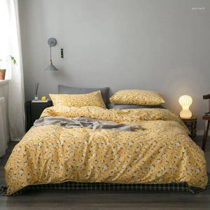 Juegos de ropa de cama Conjunto de cubierta de edredón de algodón puro cubiertas de colchón de estilo floral con funda de almohada para niños de alta calidad para niños de alta calidad