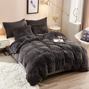 Juegos de ropa de cama Juego de funda nórdica con 2 fundas de almohada Fundas de almohada 5 piezas Gris oscuro 231214