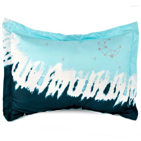 Conjuntos de ropa de cama Dye Moon Reversible Juego de edredón doble / completo de 3 piezas con almohada decorativa Microfibra azul