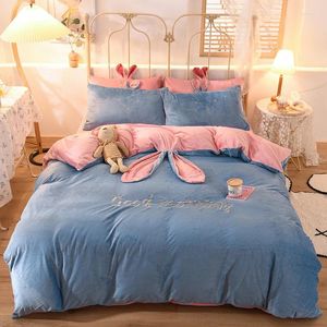 Ensemble de literie Eore Bleu Rose Blanc Grey Fulce Tissu hiver