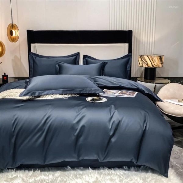 Ensembles de literie Housse de couette en coton égyptienne FEUILLE AMILLE LUXE SOFF 1000 Nombre de fil Long Staple Sateen Bed Oreiller Shams