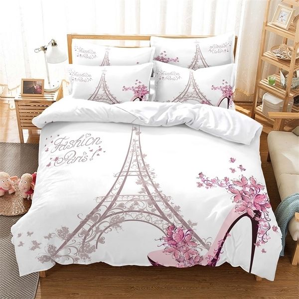 Ensembles de literie Tour Eiffel literie housse de couette ensemble 3d impression numérique linge de lit Design de mode housse de couette ensembles de literie ensemble de lit 220924