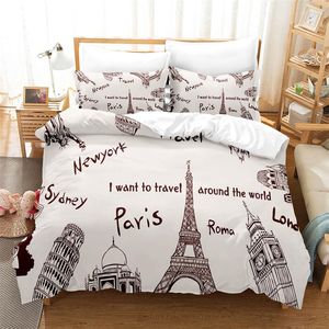 Ensembles de literie tour eiffel housse de couette ensemble fille couette simplicité mode magnifique couette pour enfants couple lit